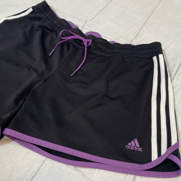 Y2K adidas track pull on elastic waistband shorts woman’s size L black purple - Picture 5 of 13